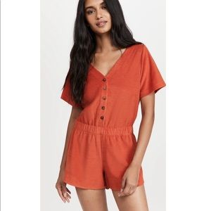 Madewell Terry Romper, Medium, Burnt Orange-Red